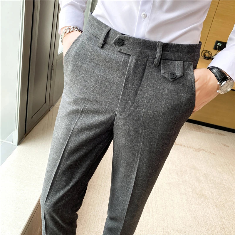 Pantalon Habillé à Carreaux Slim Fit en Polyester Viscose | Élégance et Confort Quotidien 11