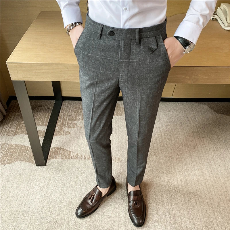 Pantalon Habillé à Carreaux Slim Fit en Polyester Viscose | Élégance et Confort Quotidien 12
