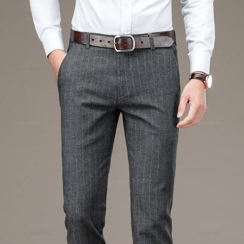 Élégance Classique | Pantalon Habillé Rayé pour Homme avec Coupe Moderne | Confort Optimal pour Occasions Formelles 15