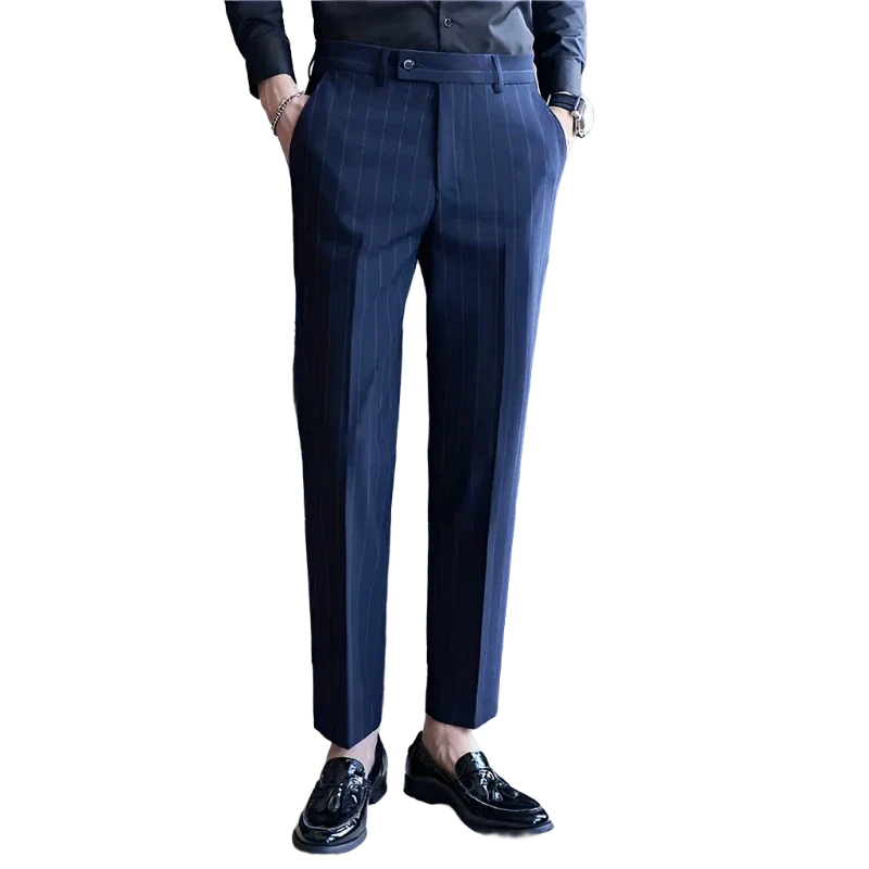 Pantalon Homme Slim Fit avec Rayures Craie - Tissu Confortable pour Élégance Moderne 7