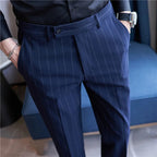 Pantalon Homme Slim Fit avec Rayures Craie - Tissu Confortable pour Élégance Moderne 9