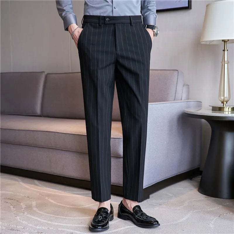 Pantalon Homme Slim Fit avec Rayures Craie - Tissu Confortable pour Élégance Moderne 14