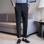 Pantalon Homme Slim Fit avec Rayures Craie - Tissu Confortable pour Élégance Moderne 14