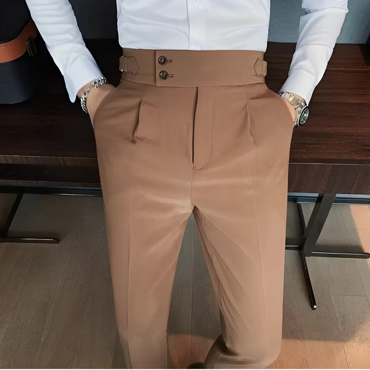 Pantalon Homme Slim Taille Haute en Polyester avec Confort Optimal | Élégance Moderne pour Style Professionnel 10