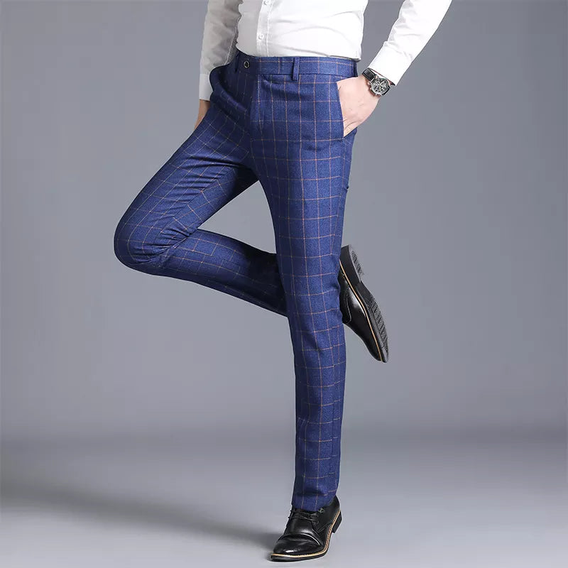 Pantalon Homme Tailleur à Carreaux avec Coupe Ajustée | Élégance Polyvalente pour Professionnels 12