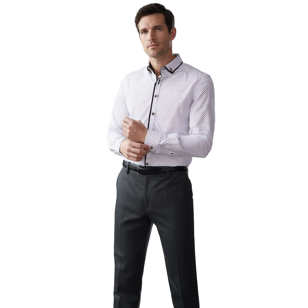 Chemise Homme à Motifs avec Détails Contrastés | Élégance et Confort pour le Bureau 1