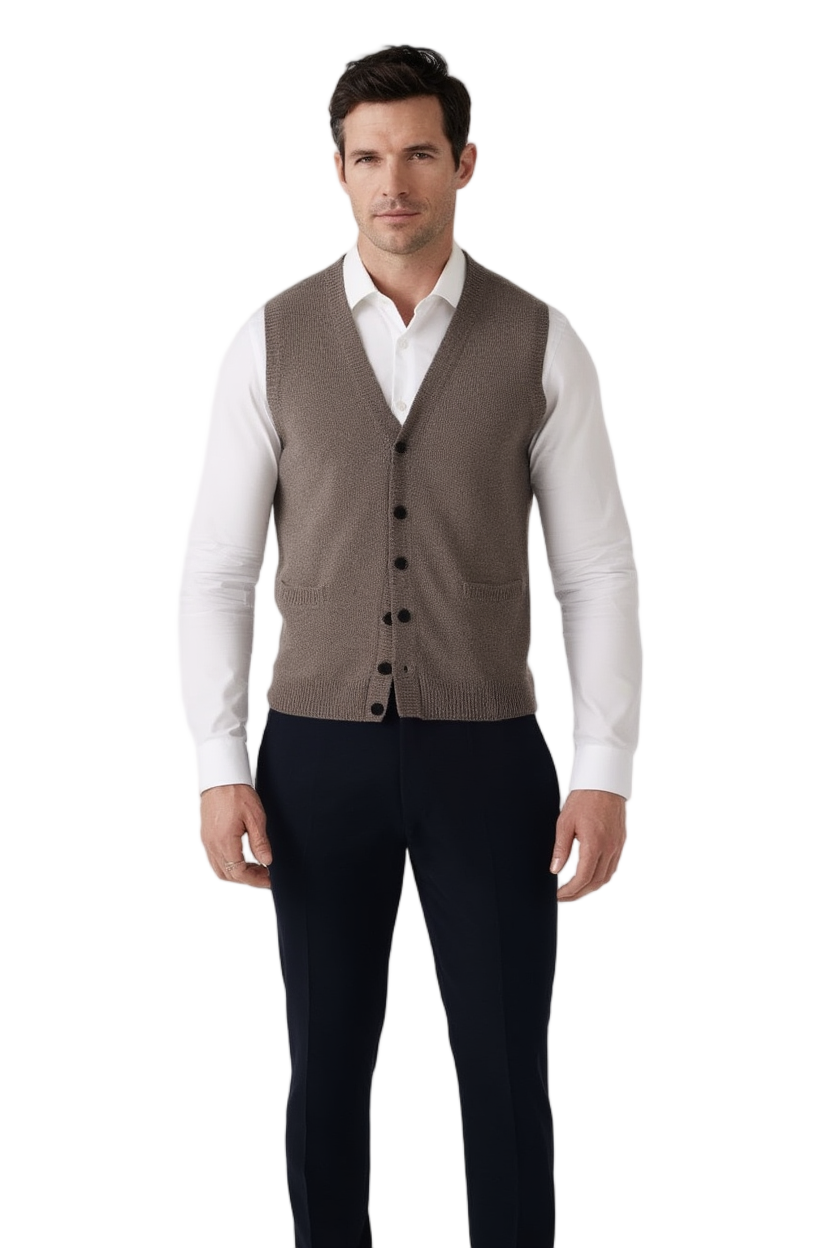 Élégance Masculine | Gilet Ajusté Mi-Saison avec Encolure en V | Polyvalent pour Tenues Chic 2