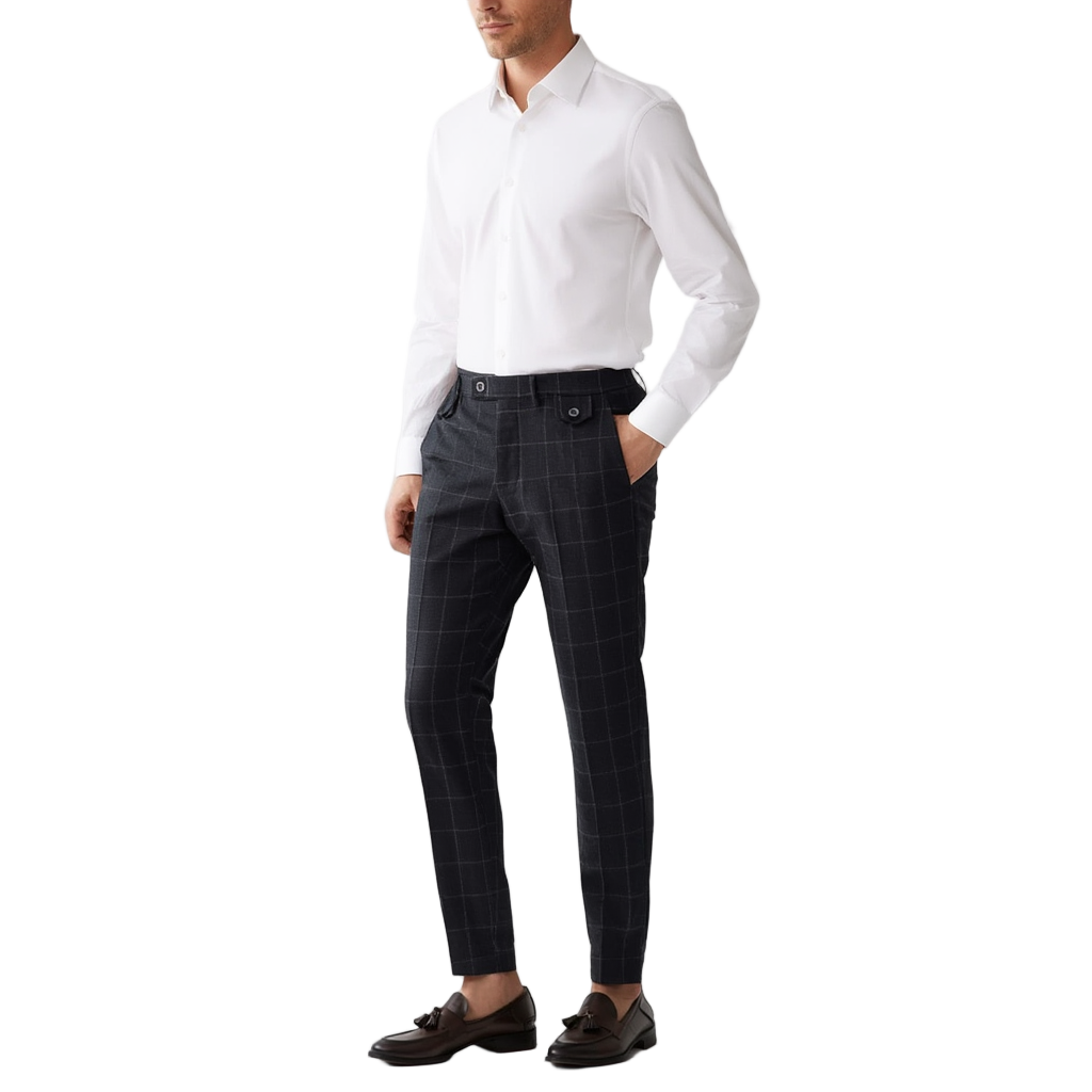 Pantalon Habillé à Carreaux Slim Fit en Polyester Viscose | Élégance et Confort Quotidien 13