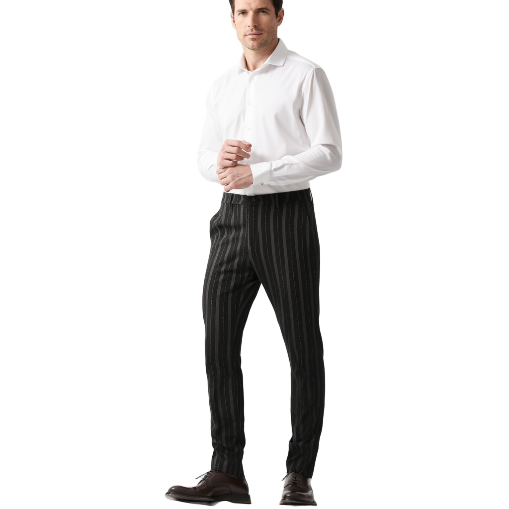 Pantalon Habillé Rayé pour Homme avec Coupe Slim Fit | Élégance et Confort au Bureau 1