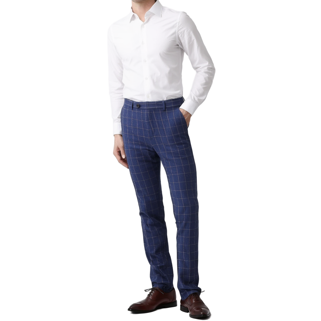Pantalon Homme Tailleur à Carreaux avec Coupe Ajustée | Élégance Polyvalente pour Professionnels 6