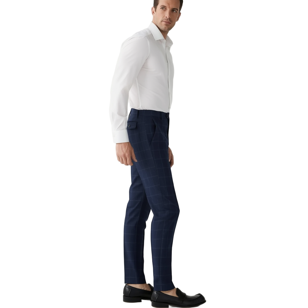 Pantalon Habillé à Carreaux Slim Fit en Polyester Viscose | Élégance et Confort Quotidien 14