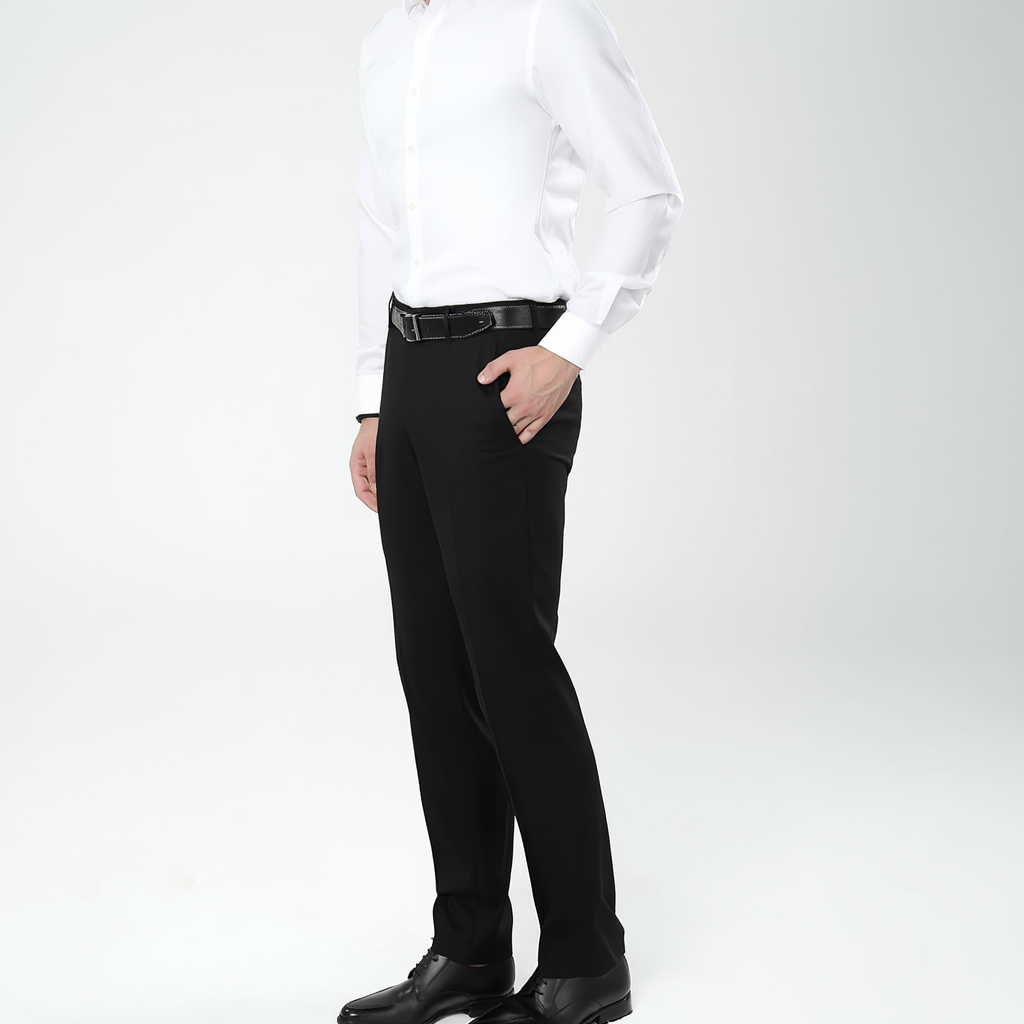 Élégance Masculine | Pantalon Habillé en Mélange Polyester et Soie avec Coupe Traditionnelle | Confort Optimal pour Occasions Formelles 14