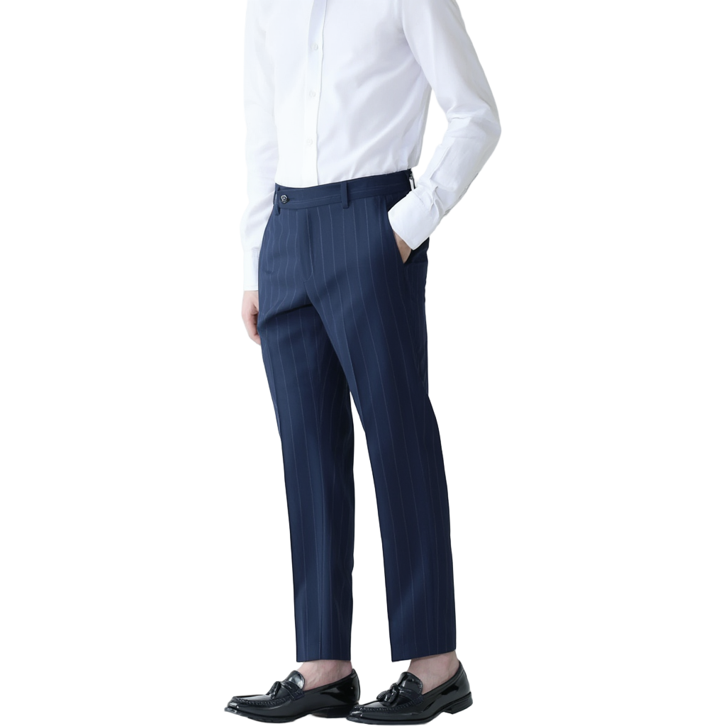 Pantalon Homme Slim Fit avec Rayures Craie - Tissu Confortable pour Élégance Moderne 15