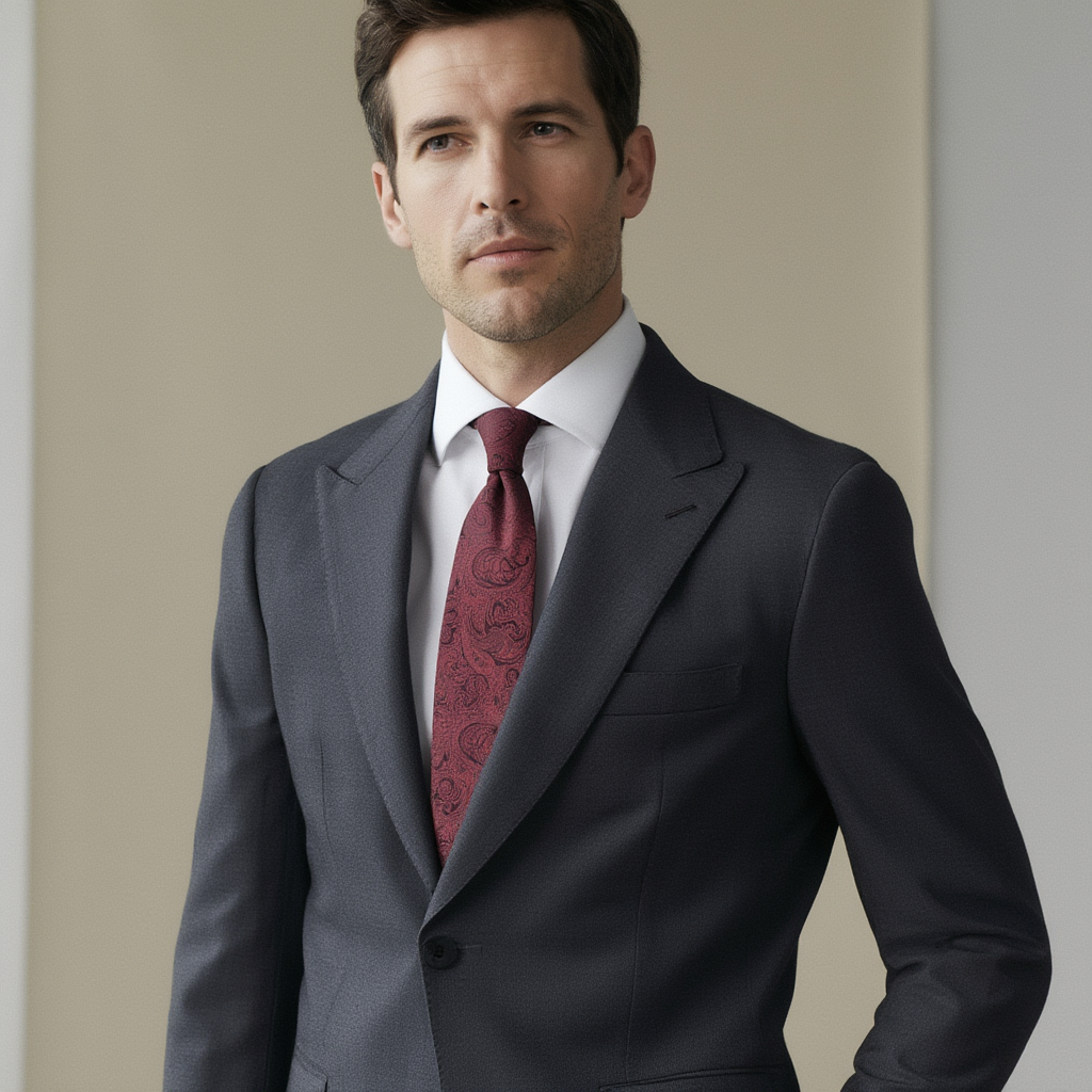 Julien | Élégante Cravate en Jacquard de Soie Bordeaux 5