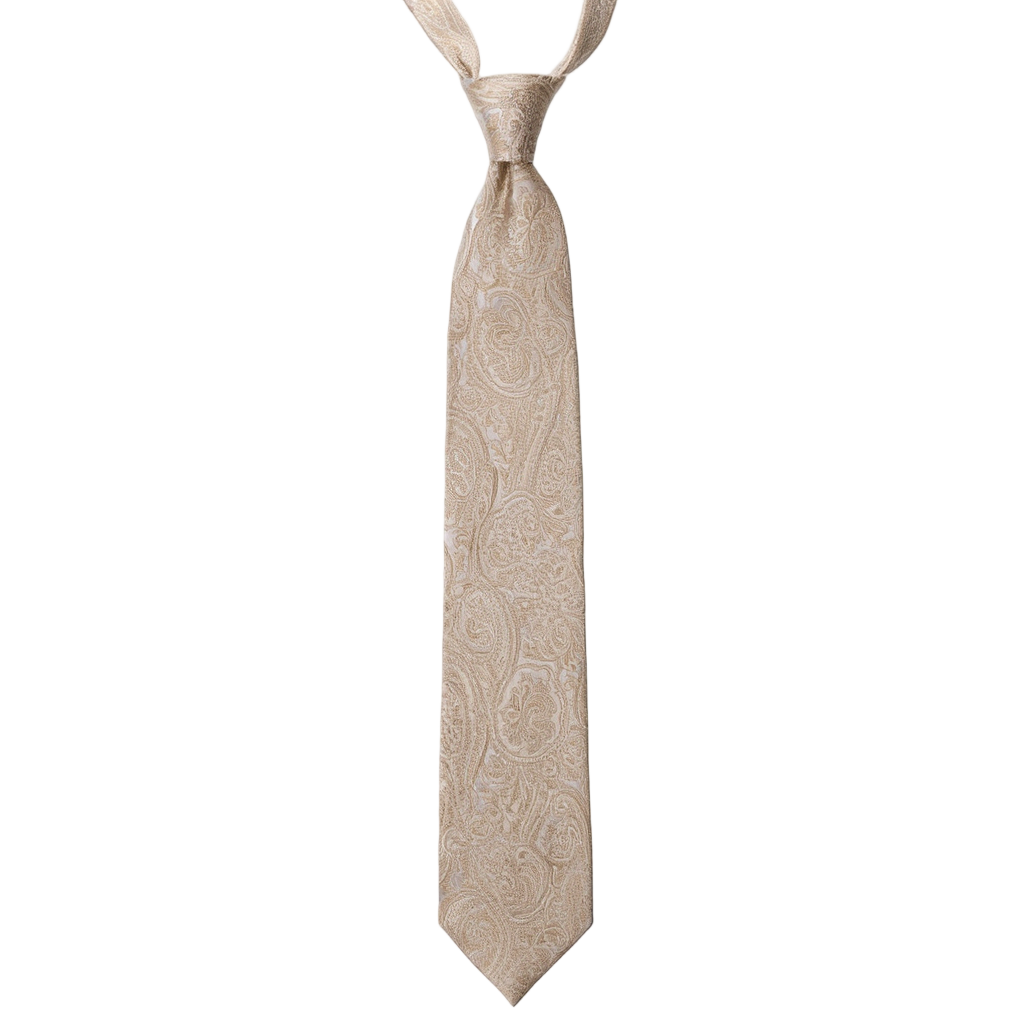 Julien | Élégante Cravate Homme Luxe en Soie Jacquard Champagne 1