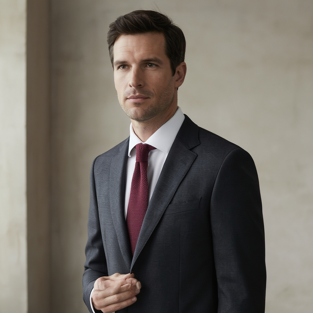 Julien | Élégante Cravate en Soie Grenadine Bordeaux 2