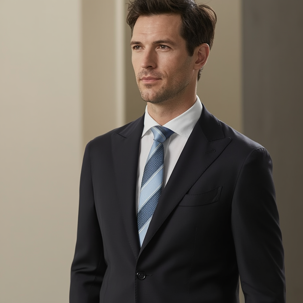 Julien | Élégante Cravate Homme en Soie Jacquard Bleu 5