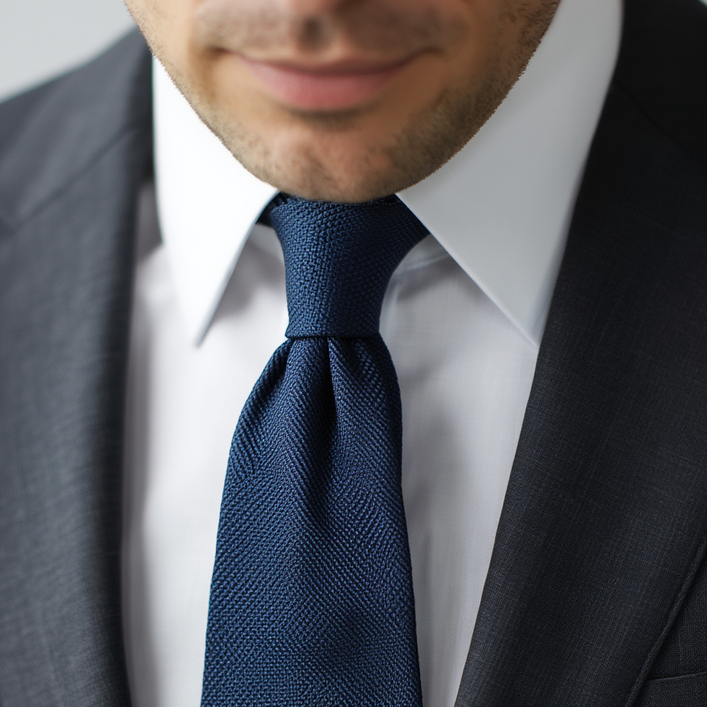 Julien | Élégante Cravate Homme en Soie Grenadine Bleu Marine 3