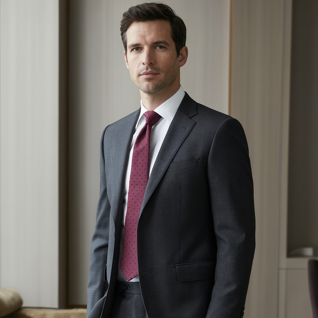 Julien | Élégante Cravate en Jacquard de Soie Bordeaux 4