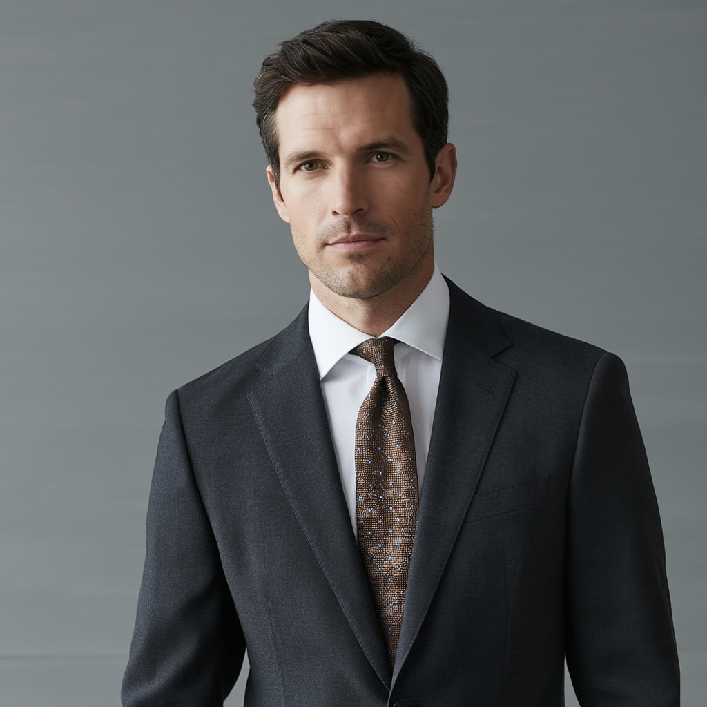 Julien | Élégante Cravate Homme en Soie Grenadine Marron 2