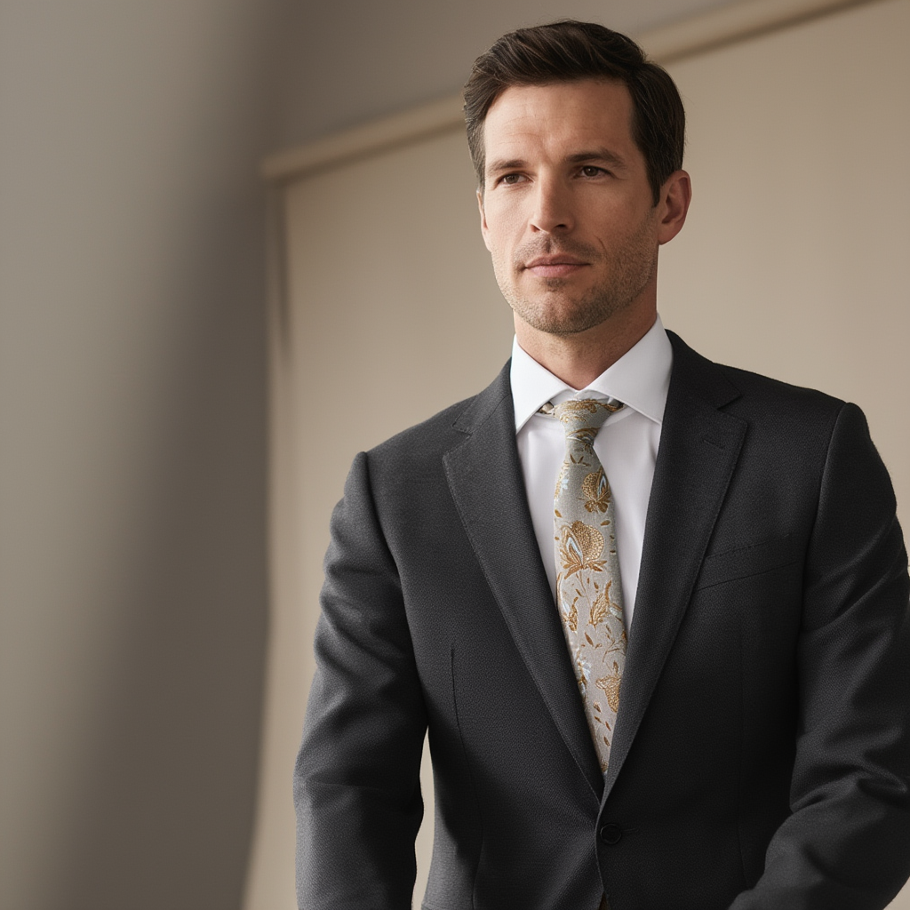 Martin | Cravate Homme Luxe en Soie Imprimée avec Motif Floral 5