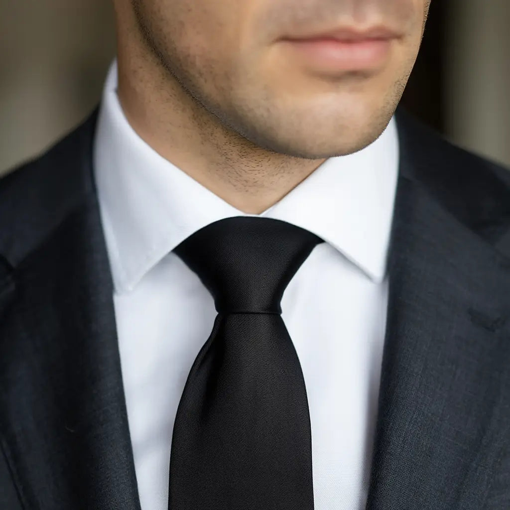 Ethan | Élégante Cravate Noire en Coton pour Homme 6