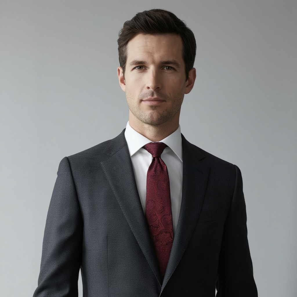 Julien | Élégante Cravate en Jacquard de Soie Bordeaux 2