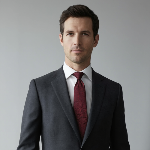 Julien | Élégante Cravate en Jacquard de Soie Bordeaux 2