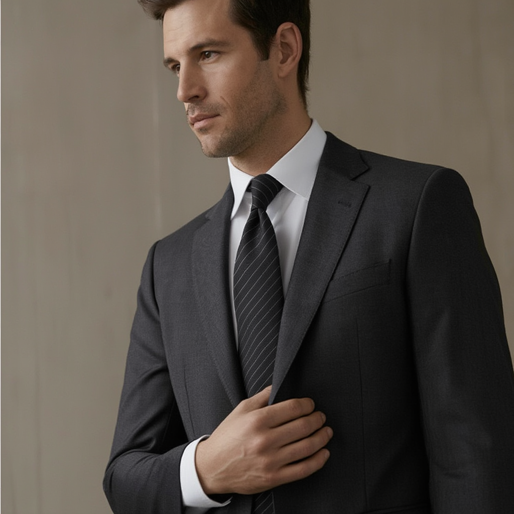 Noah | Élégante Cravate Homme Noire en Coton à Rayures 3