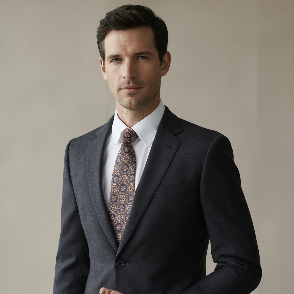 Julien | Élégante Cravate Homme Luxe en Laine et Soie Imprimée 2