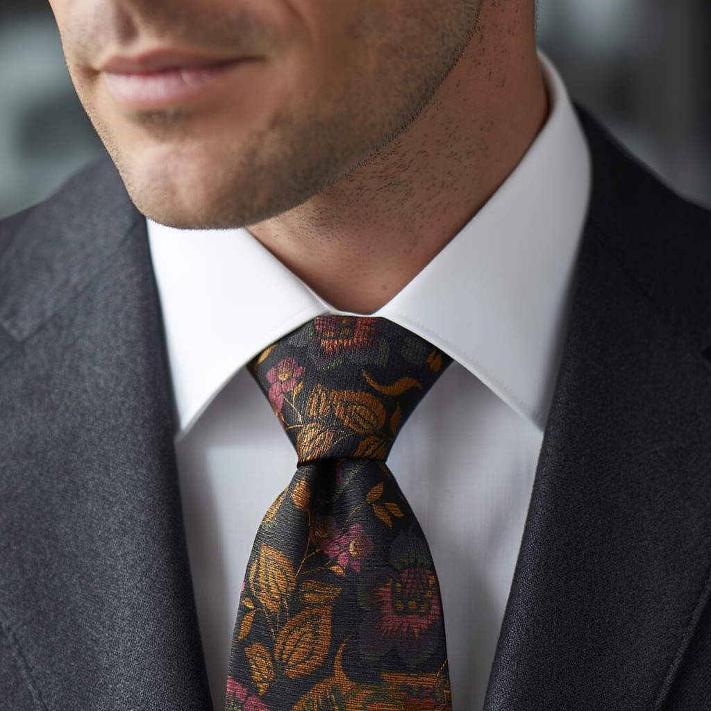 Julien | Élégante Cravate en Soie Imprimée Floral 3