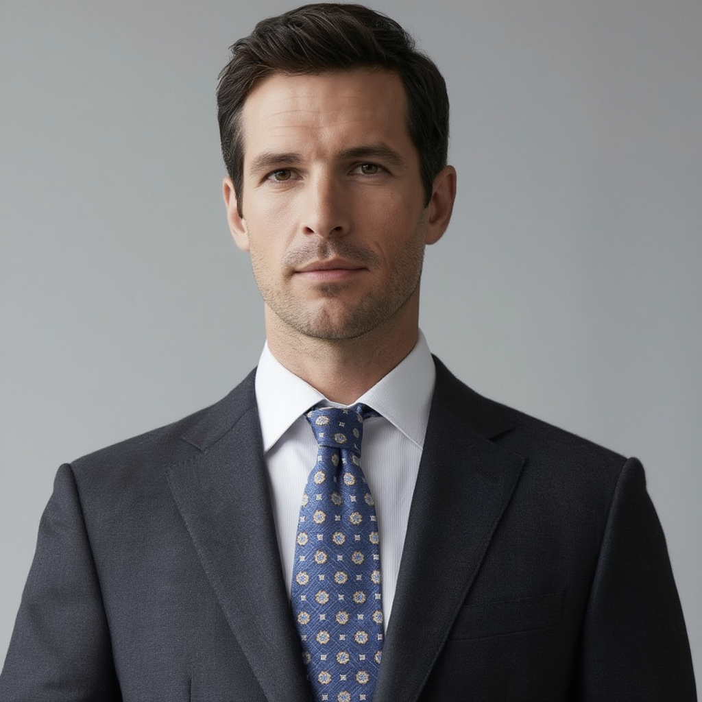 Julien | Élégante Cravate Homme en Soie Imprimée Médaillon 2