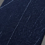 Lucas | Élégante Cravate Homme en Coton Rayé Bleu Marine 3