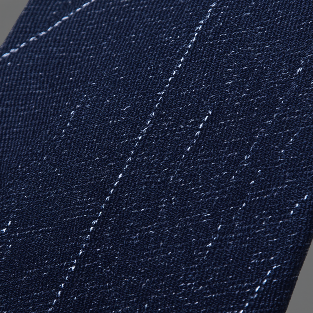 Lucas | Élégante Cravate Homme en Coton Rayé Bleu Marine 3