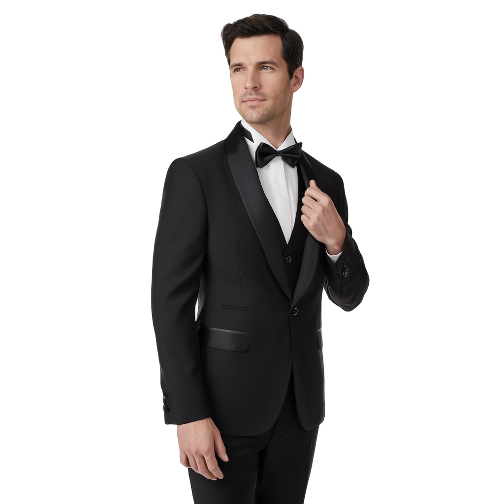 Élégance Nocturne | Smoking Slim Homme avec Revers Châle | Ensemble 3 Pièces pour Soirées Formelles 4