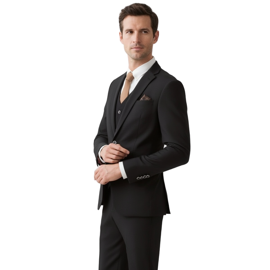 Élan TrioPro | Costume Trois Pièces Homme Slim Fit avec Veste, Gilet et Pantalon | Élégance Professionnelle 6