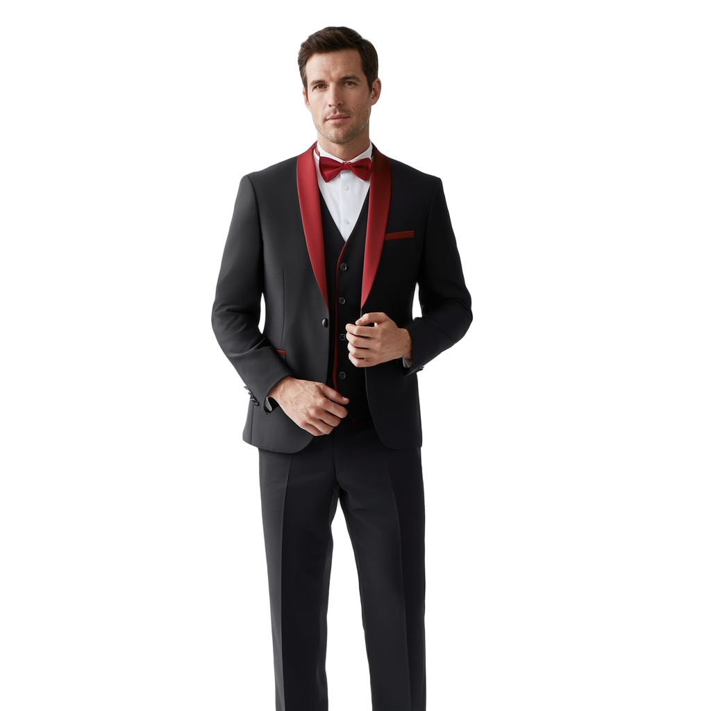 Élégance Nocturne | Smoking Slim Homme avec Revers Châle | Ensemble 3 Pièces pour Soirées Formelles 7