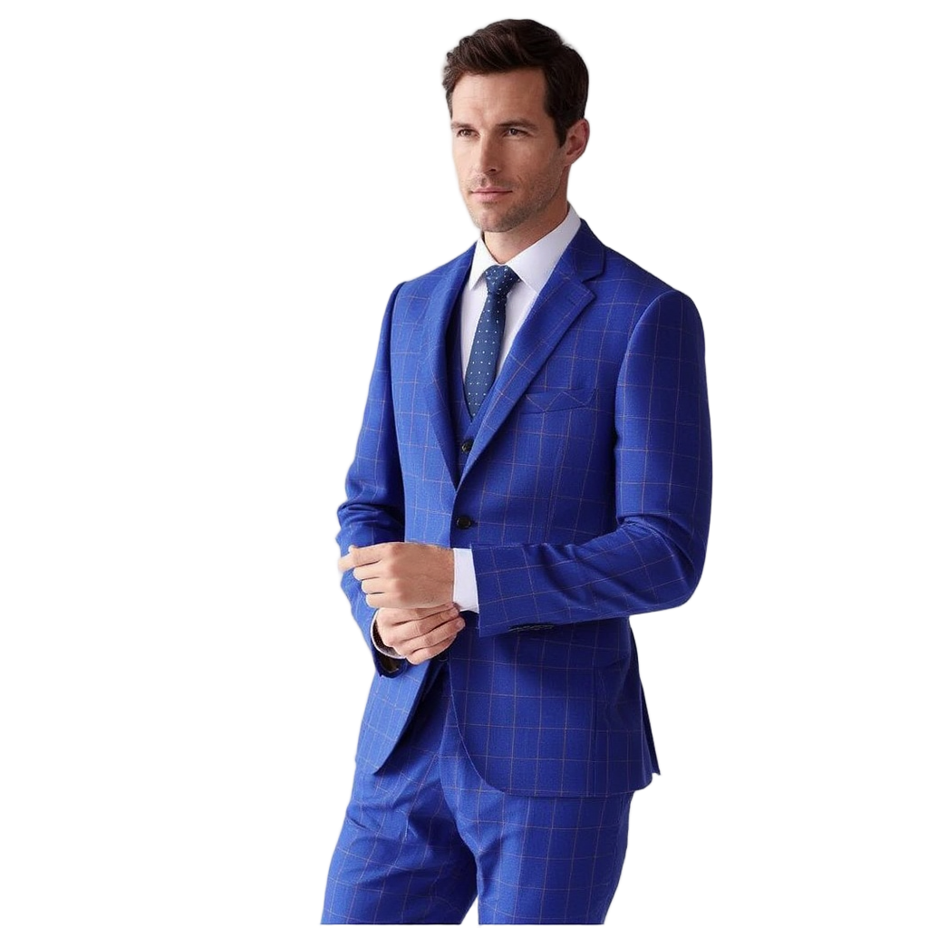 Costume Slim 3 Pièces à Carreaux Bordeaux avec Blazer Ajusté | Élégance pour Événements 1