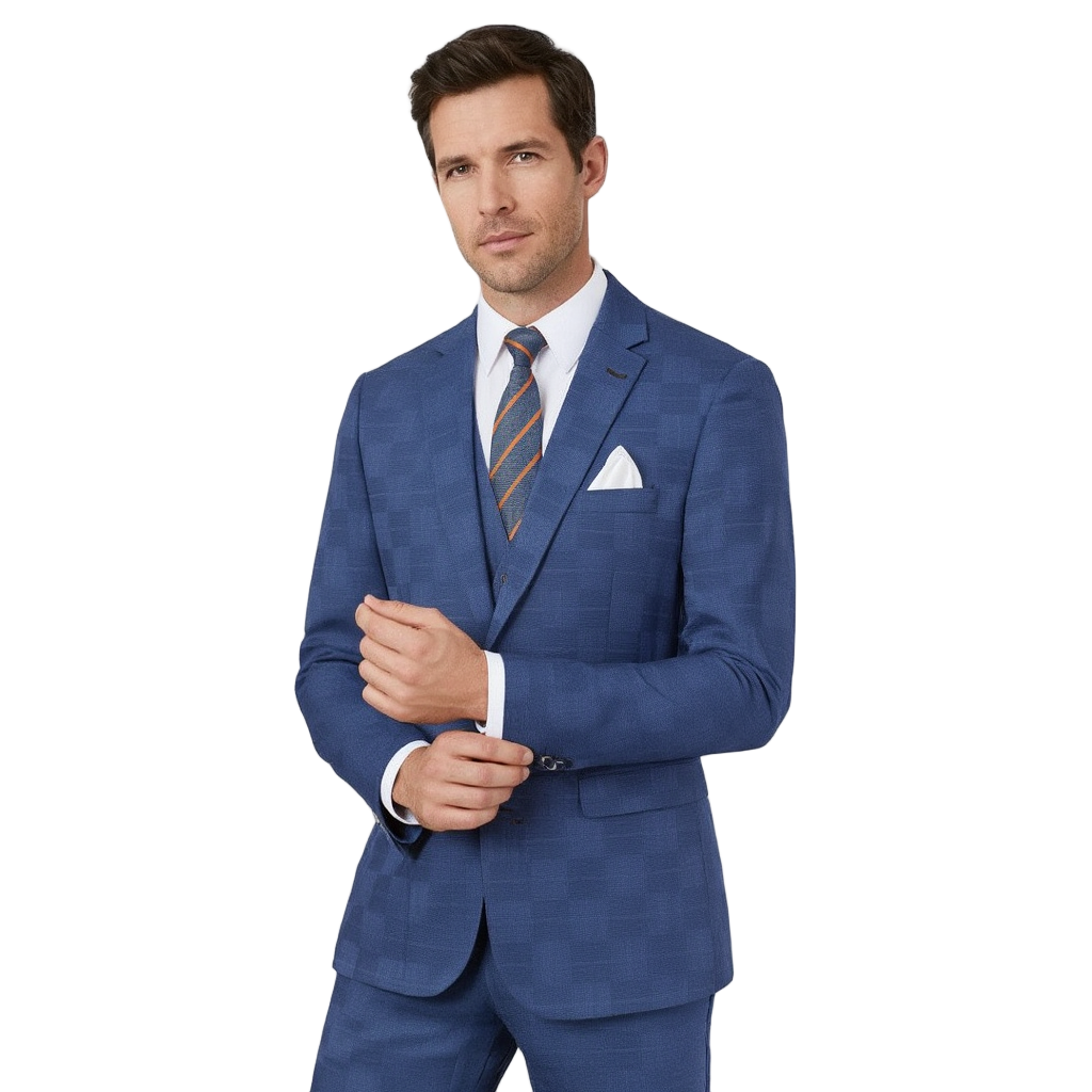Costume Élégant 3 Pièces À Carreaux Homme avec Coupe Slim Fit | Ensemble Harmonieux pour Occasions Formelles 1