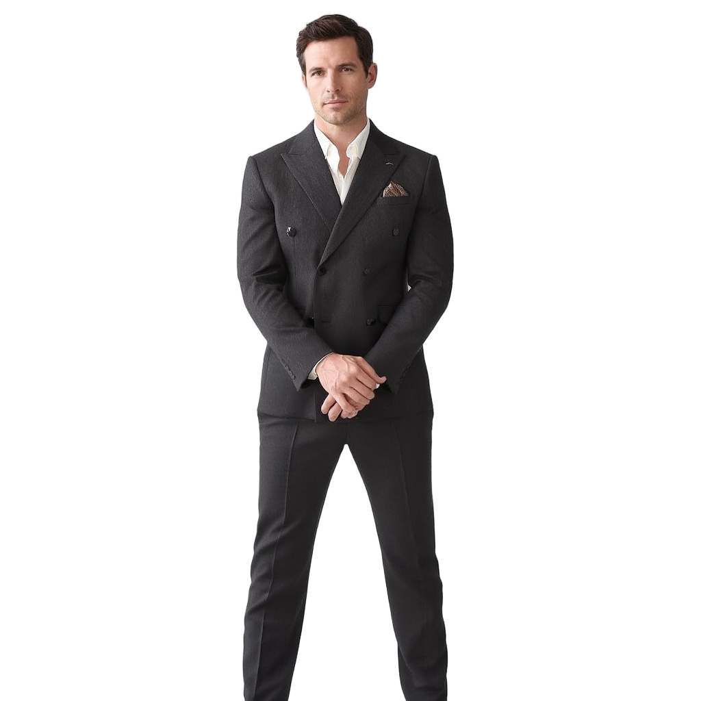 Costume Homme Croisé Slim en Gris Uni avec Détails Élégants pour Toutes Occasions 1