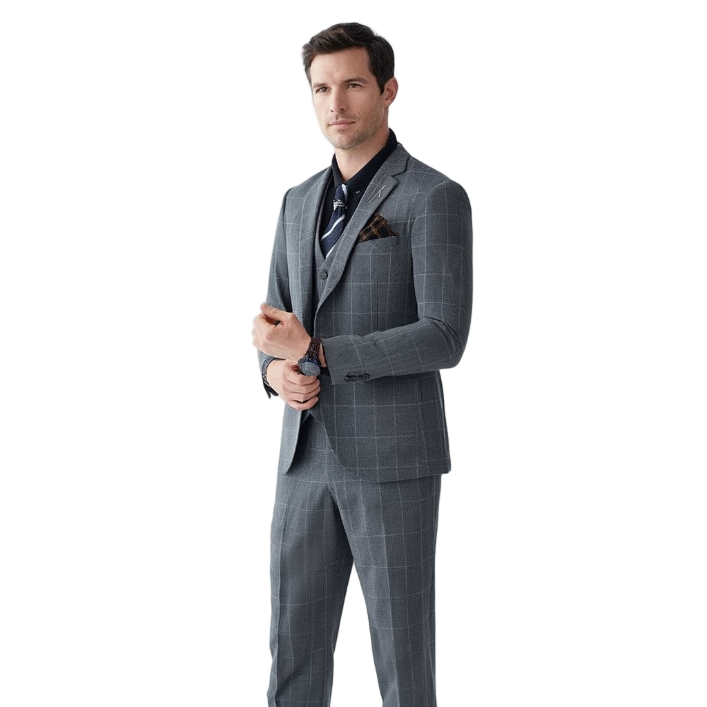 Trio Carreaux Moderne | Costume Homme 3 Pièces avec Motif Distinctif | Élégance pour Mariage 7