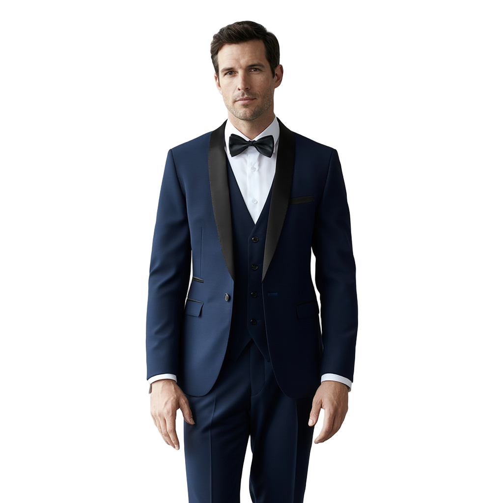 Élégance Nocturne | Smoking Slim Homme avec Revers Châle | Ensemble 3 Pièces pour Soirées Formelles 1