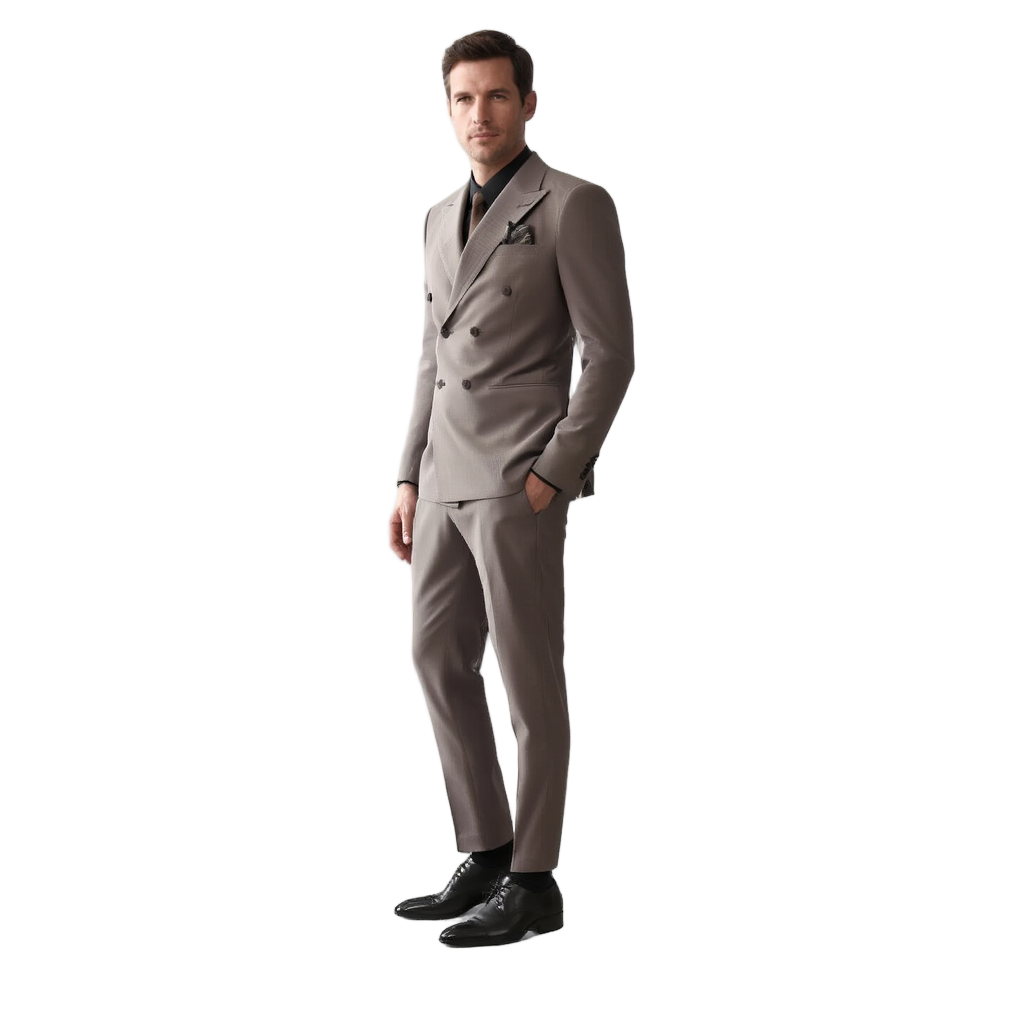 Costume Homme Croisé Slim en Gris Uni avec Détails Élégants pour Toutes Occasions 11